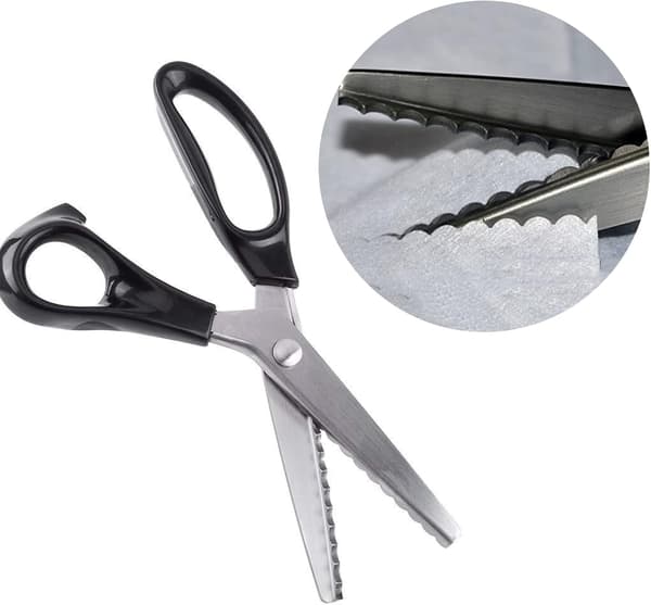 Runda triangulära saxar sicksack saxar i rostfritt stål sy saxar professionella skräddarsaxar (7 mm)