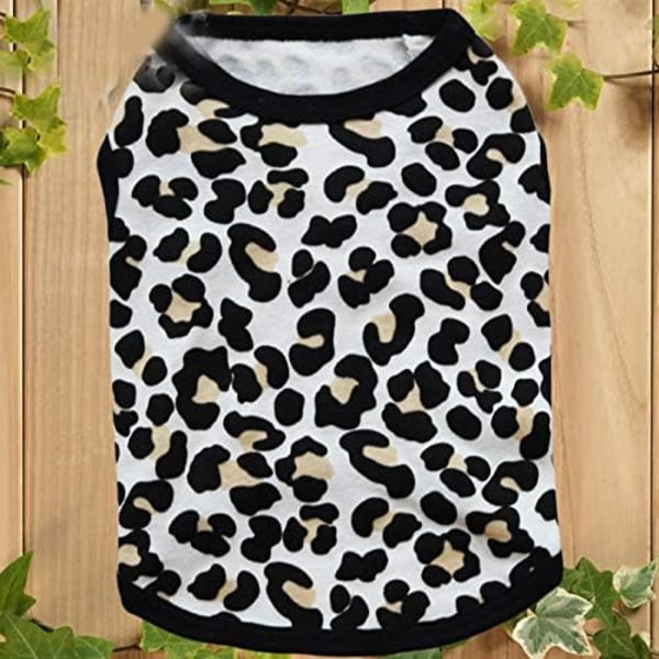 Tøj til kæledyr, T-shirt med leopardprint, Hvalpekat Bomuldsvest Beklædning