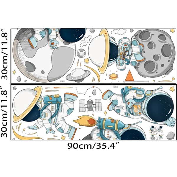 3D Astronaut Väggdekaler Rymd Planet Dekaler Pojkrum Stora Väggdekaler Barn