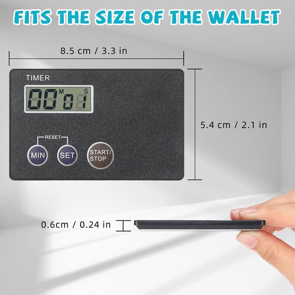 4 stk magnetisk timer bærbar timer kredittkortstørrelse digital nedtellingstimer magnetisk bakside med klips matlagingstimer liten digital timer 100. skoledag (svart)