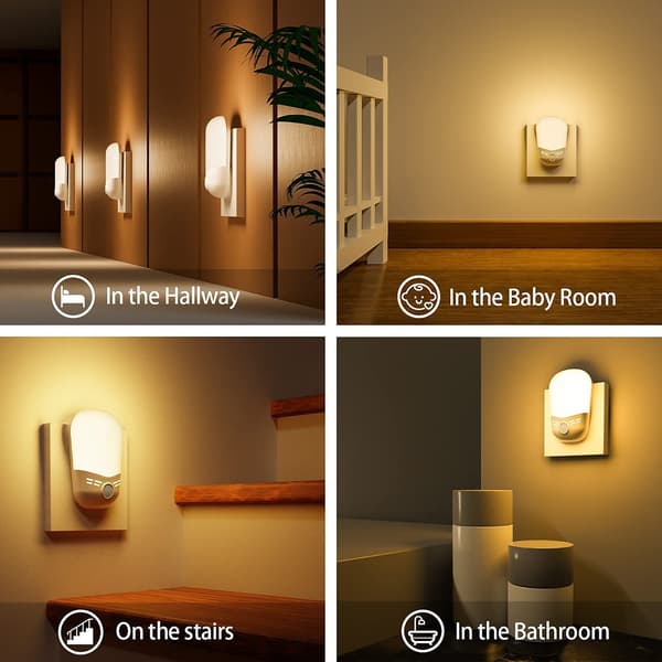 1 stk. LED-nattelys, Hepside nattelys Plug-and-Play automatisk