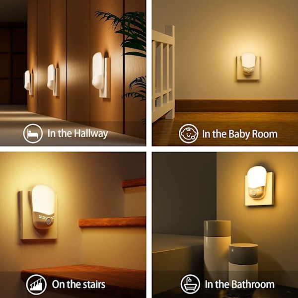 1 stk LED-nattlys, Hepside nattlys Plug-and-Play automatisk