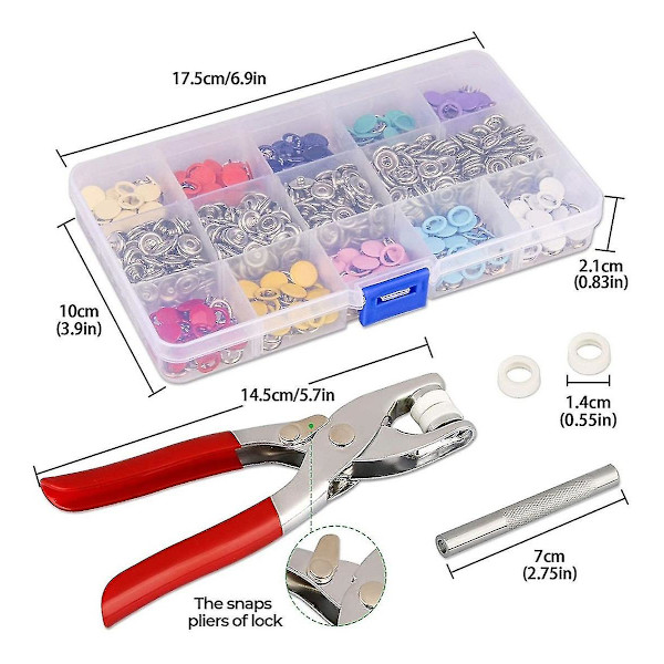 Läderklämma Nitar Kit, Fem Klor Spänne Metall Fyrdubbla Spänne Barn Knapp Baby Klättring Stängning (färg) (200 Stycken)