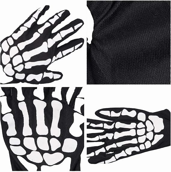 Halloween tilbehør handsker, fuld finger skelet handsker
