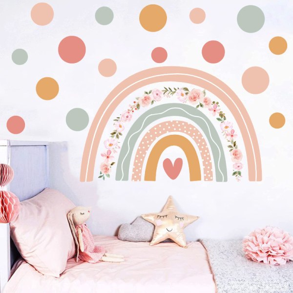 1 stk Rainbow Wall Sticker Rose Flowers Wall Sticker til børn R