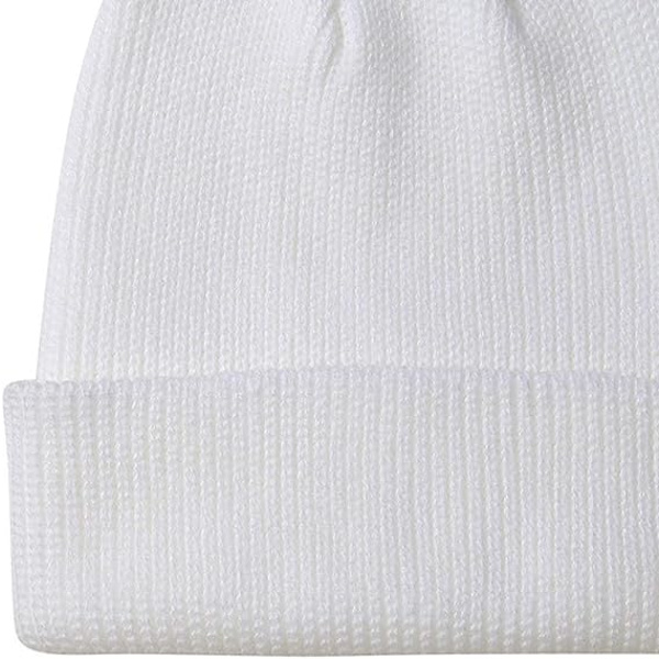 Höst och vinter varm stickad mössa vit medelstorlek