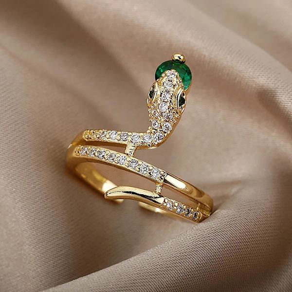 Kubisk Zirkonia Slange Ringe Til Kvinder Rustfrit Stål Krystal Fingerring