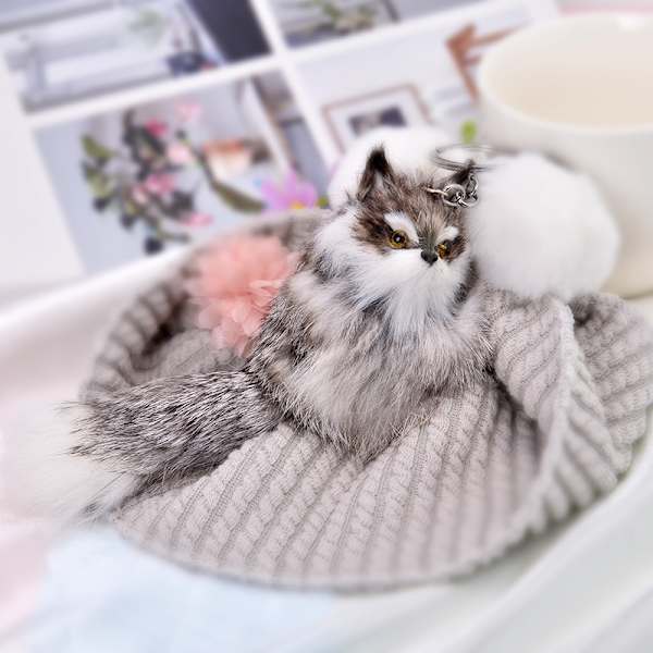 5 stk. Nyt sødt plys ræv nøglering fluffy imiteret pels pompon nøglering