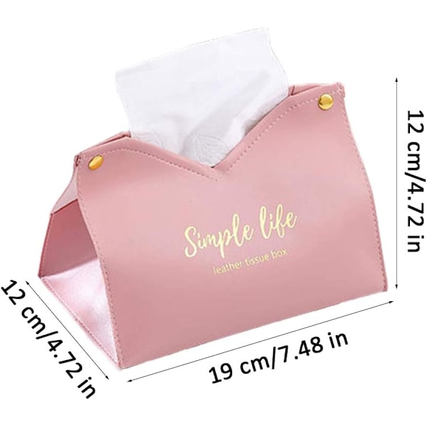 2 st förpackning servetthållare, servettlåda, läder servettlåda, V-port design, används i vardagsrum, sovrum, kontor, badrum, bil (rosa, grön)