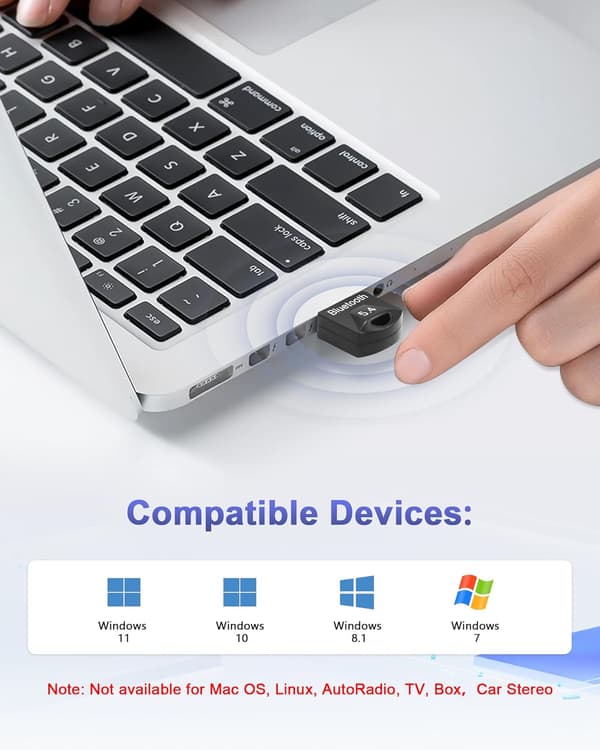 Bluetooth-sovittimet, 5.4 Bluetooth-sovitin, USB Bluetooth-sovitin, Bluetooth PC-avaimelle, USB Bluetooth, kuulokkeille, ohjaimelle, näppäimistölle, älypuhelimelle, T