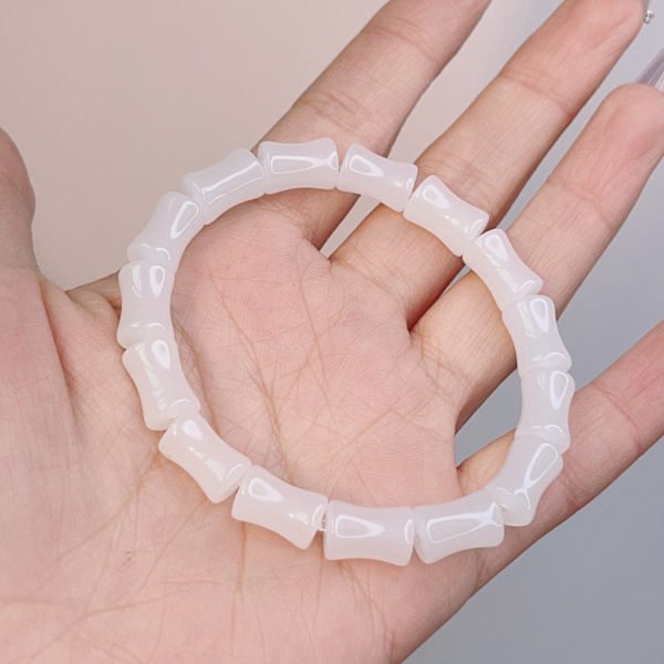 2 st bambu rör armband chunky böjd stapling klar grön+vit
