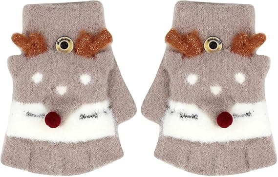 Unisex søde dyre ræv handsker konvertible flip top varme bløde vinter