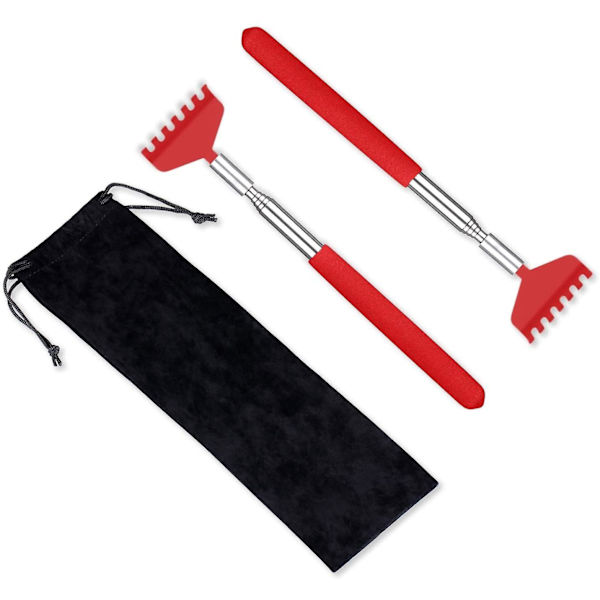 2-pack Bärbar Förlängningsbar Ryggkliare, Rostfritt Stål, Röd