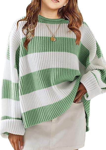 Flickor Långärmad Randig Färgblock Pullover Tröja Bekväm Lös