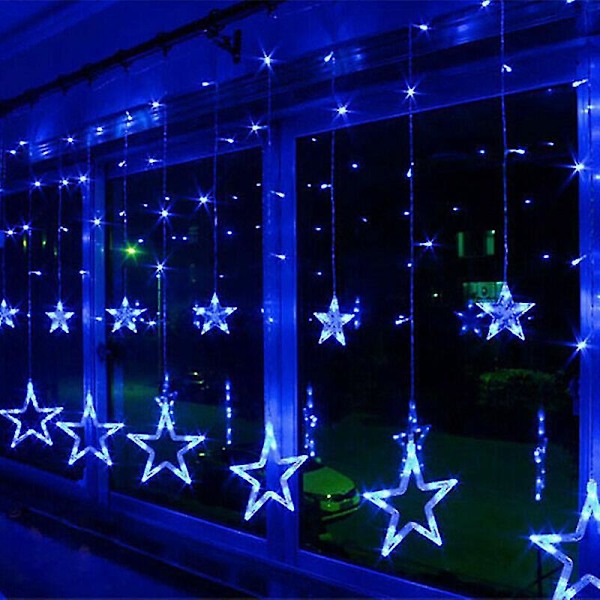 Blinkende stjerner LED-lysslynge vindusdisplay jul juleblå