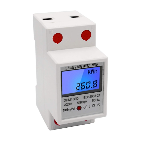 Enfasig Din-skinne Energimåler 5-80a 220v 50hz Elektronisk Kwh Måler Wi