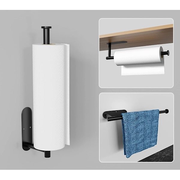 2-delt sort holder, rustfrit toiletrulleholder i rustfrit stål, 33,6 cm