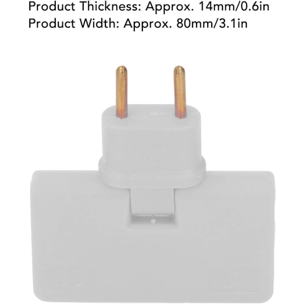 5 stk. Flat Socket Trådløs Pluggomformer 180 Graders Rotasjon 1 til 3 EU Pluggadapter 110-250V for Plassering Bak Møbler.