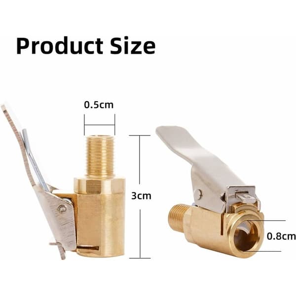 4 stk. 8 mm bildækventil adapter, messing oppustelig ventilmontering til bil- eller lastbildæk, spids til pneumatisk messingkompressor, luftpumpespænde (8 mm)