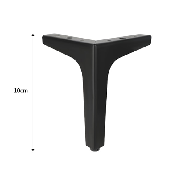 Set med 4 möbelben, moderna triangulära metallbordsben 10 cm, möbelben för skåp, soffa, svart