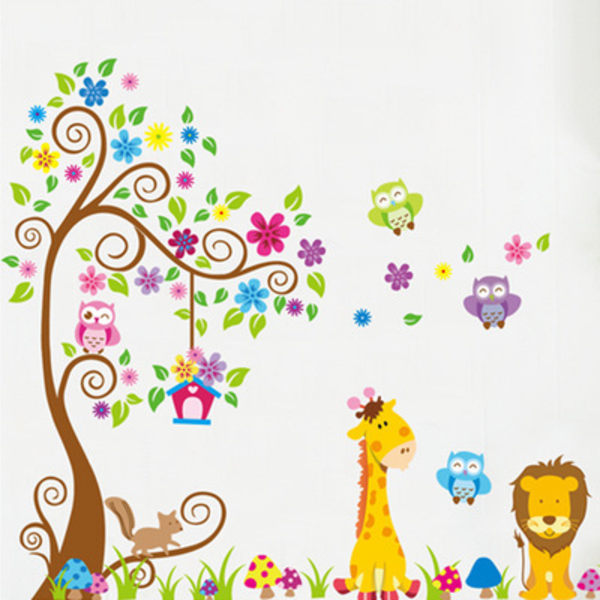 Ambiance-Live barns självhäftande klistermärken, träd och giraff