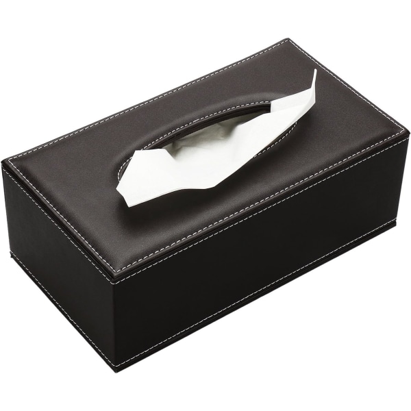 Rektangulär läder servettlåda (medium---svart 1)