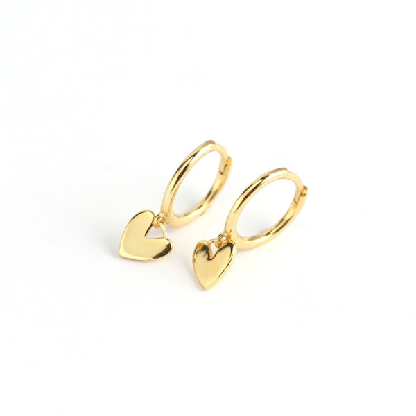 2 par hjerteformede øreringe, minimalistiske guld øreringe, enkle