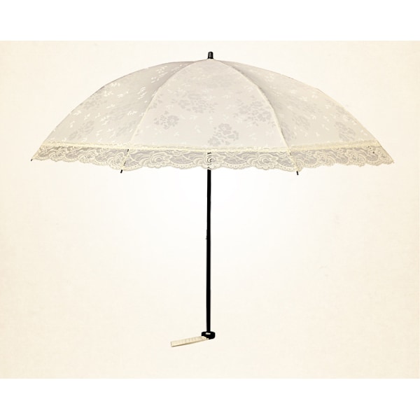 Princess Lace Ultrafiolett-bevis Trippel Folding Paraply Dome Parasol, HVIT