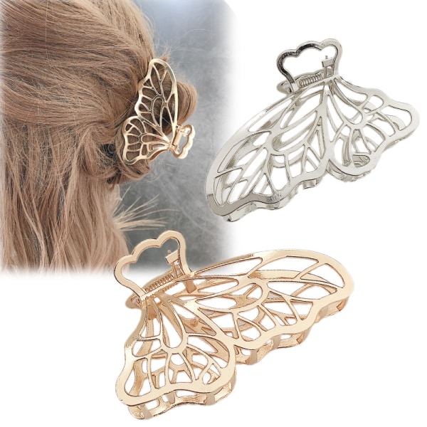 Women Big butterfly Hair Claw Clip Crab Clamp Large Metal Hairgri