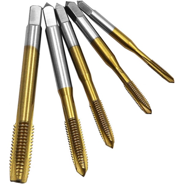 5-pack M3/M4/M5/M6/M8 Titanbelagda Raka Spårtappset