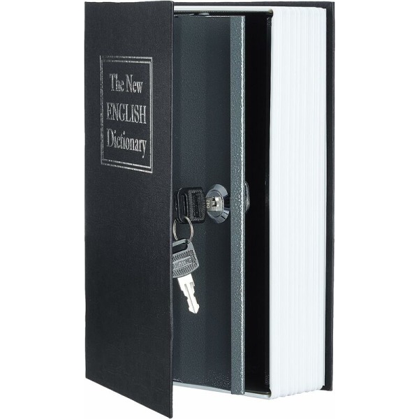 Book Shaped Safe - Key Lock System, Black