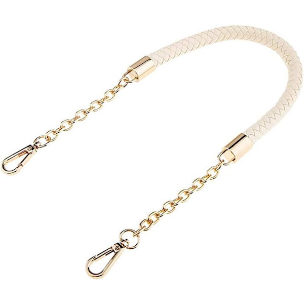 Håndtaske Kæde Rem, Flettet PU Kunstlæder Kæde, Taske Kæde med Drejelige Hummerlåse, DIY Skuldertaske Tilbehør, Velegnet til Alle Typer af Tasker (Beige,60cm,2stk)