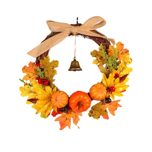 Høstlønn Blad Gresskar Krans Thanksgiving Halloween Front Doo