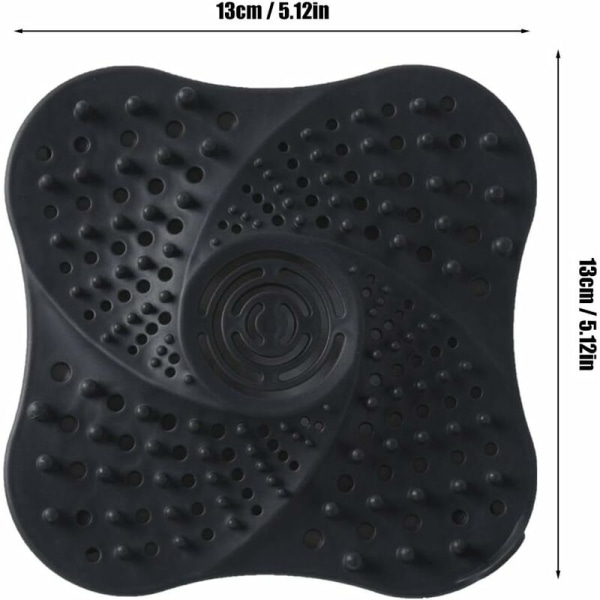 5 st Badrum anti-block dusch avloppsgaller med sugkopp (svart)