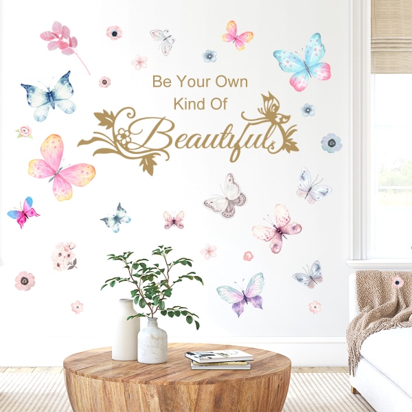 Papillon coloré anglais beaux klistermärken muraux salong chambre fond