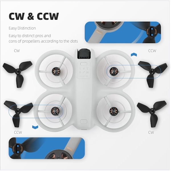 Propeller til DJI Neo Propeller Blades Udskiftningspropeller Letvægts Drone Vinger Tilbehør til DJI Neo, 2016S Propeller (Blå)