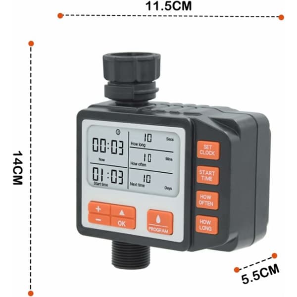 Vanning Timer - 3/4 Sprinkler Digital LCD Programmerbar Timer Automatisk Hage Tråd Vanning med Vanntett Deksel - 011