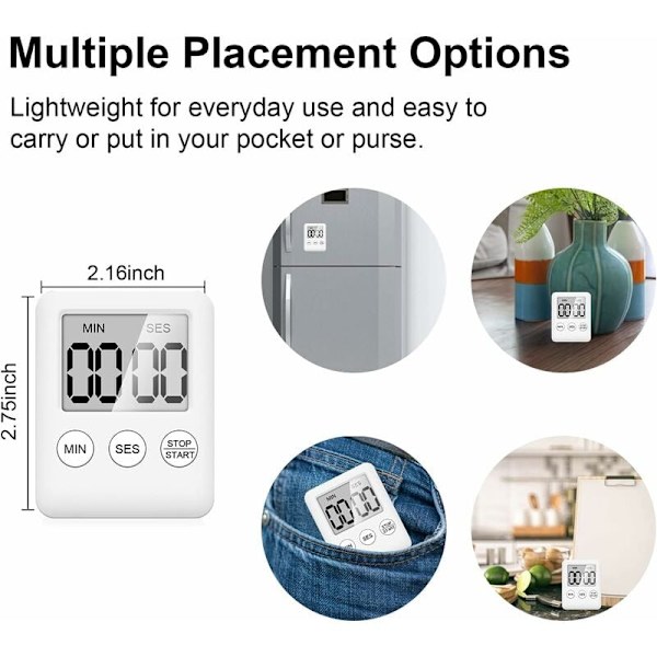4-pack kökstimers - Digital timer med magnet - Nedräkningstimer