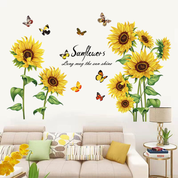 Sunflower Wall Stickers Daisy Flowers Spring Summer Garden Floral Peel and Stick