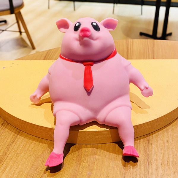 Rosa gris leksaksfigur för barn och vuxna, dekomprimera och stretcha gris