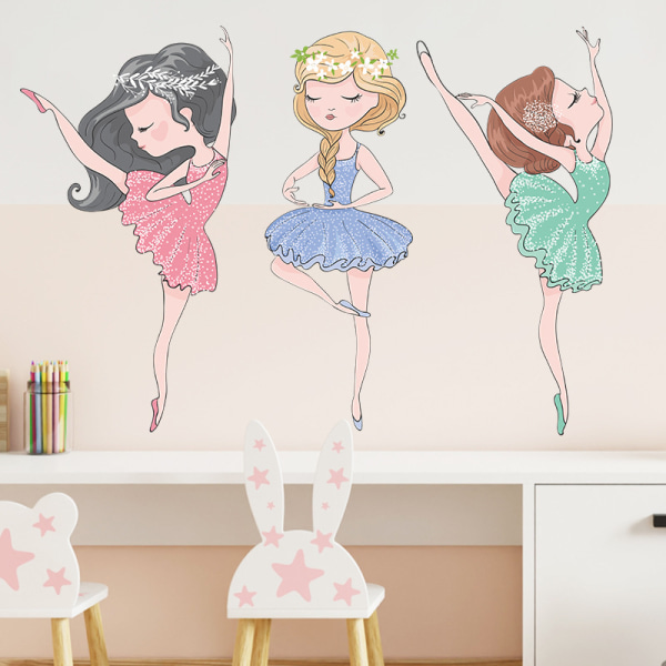 En set väggdekaler för dansande tjejer, självhäftande väggdekorationer