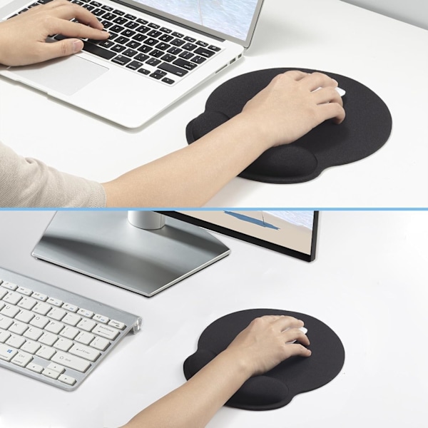 Musmatta - Ergonomisk musmatta med handledsstöd i memory foam, gamingmusmatta med halkfri gummibas för gaming, PC, laptop, kontor, komfortmus
