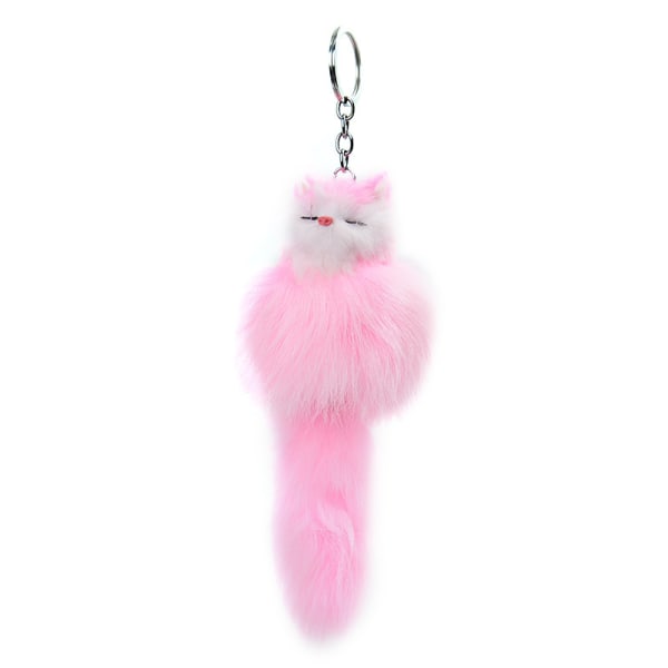 5 stk. Nyt sødt plys ræv nøglering fluffy imiteret pels pompon nøglering