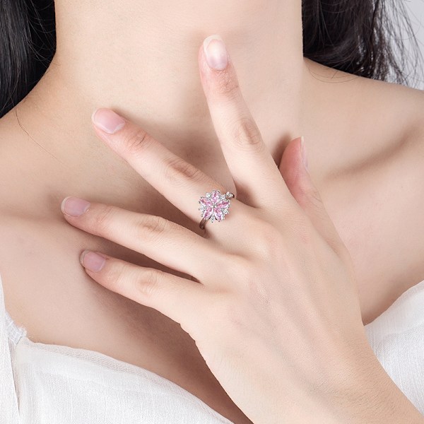 Kvinde blomst ring zircon ædelsten elektroplettet kobber ring ny trendy ring åben justerbar ring