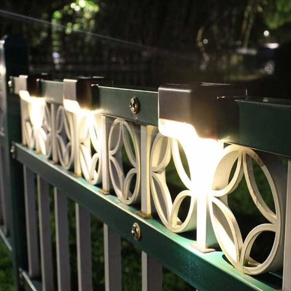 Sæt med 8 solcellelamper, LED, til trapper, terrasser, udendørs brug (sort)