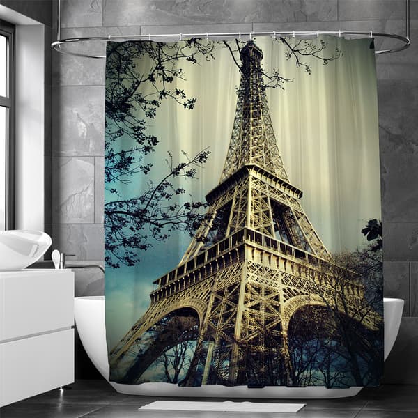 1 stk Paris Eiffel Tower Dusjforheng 3D Print Polyester Vanntett