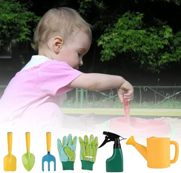 Barnlekträdgårdsredskap Leksaksträdgårdsleksaker med vattenspade Förkläde