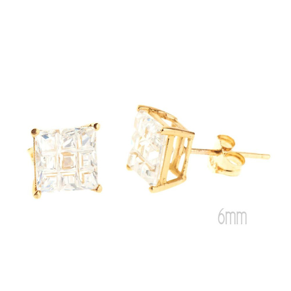 14 K Guld Ørestikker - INVISIBLE SQUARE,1par-6mm