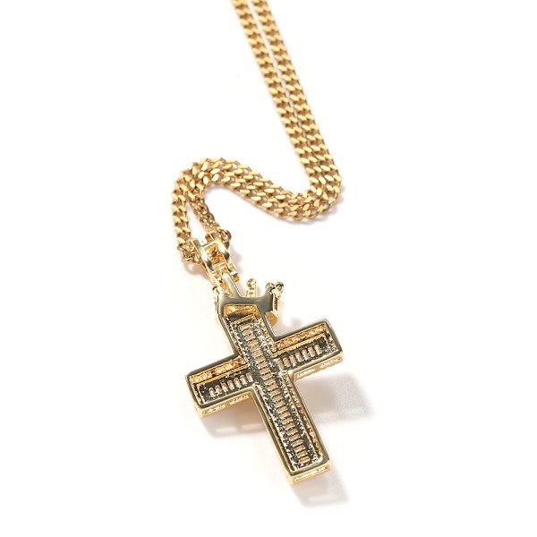 Bling Krone Kors Vedhæng til Mænd Kvinder Zirkon Halskæder Mode