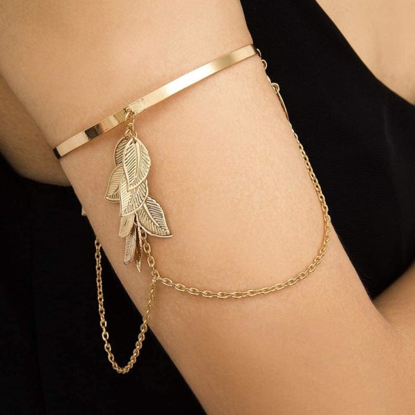 Boho Arm Arm Bracelet Hollow Leaf Design Arm Smycken för kvinnor och